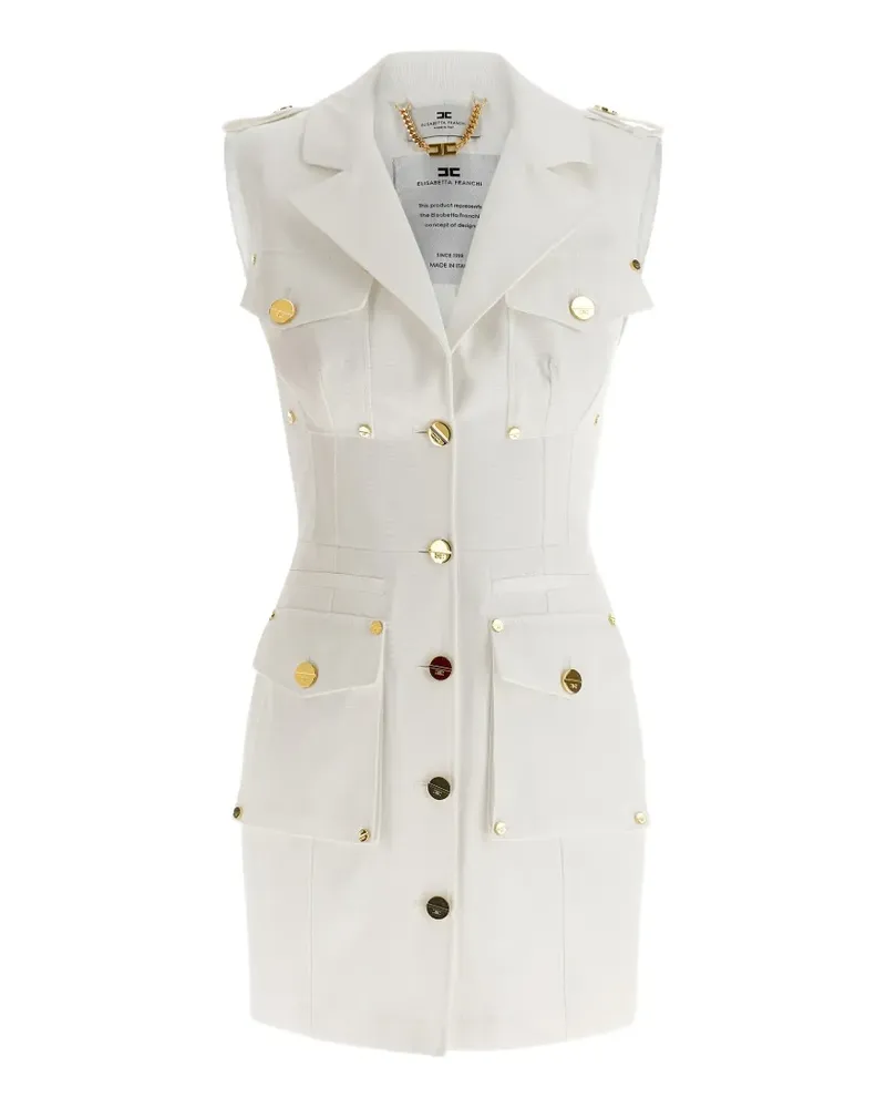 Elisabetta Franchi single-breasted button mini dress - Weiß Weiß