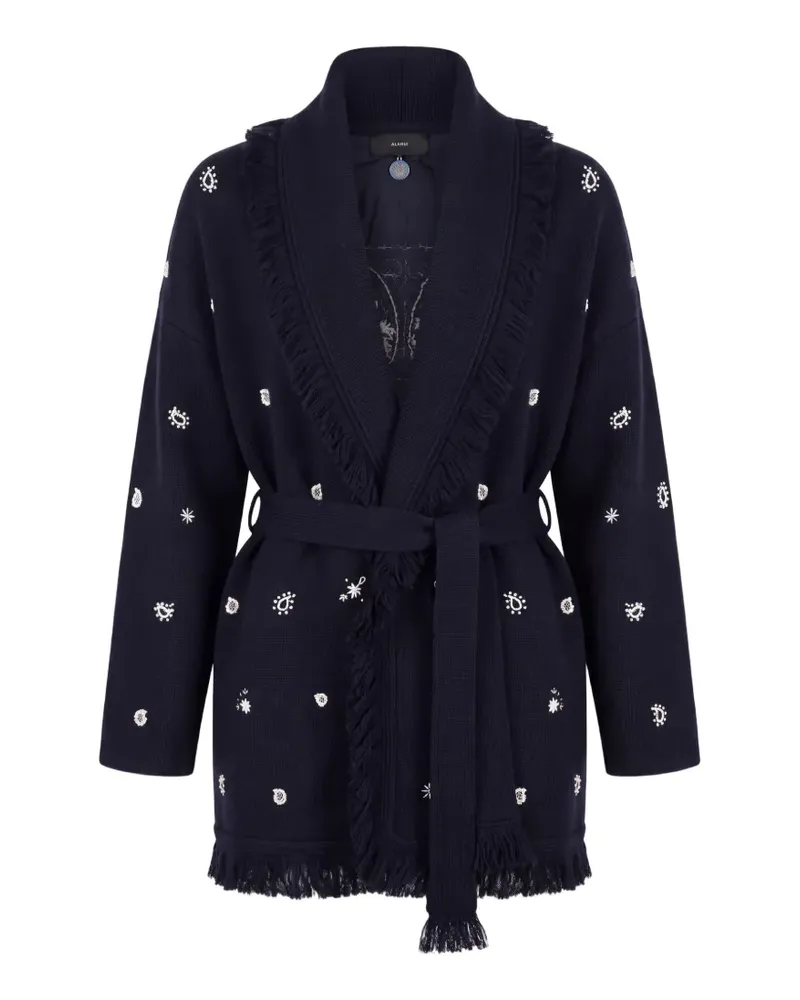 Alanui Echoes of The Bandana paisley-print fringed cardigan - Blau Blau