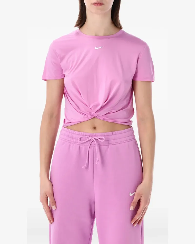 Nike Cropped-T-Shirt mit Knotendetail - Rosa Rosa