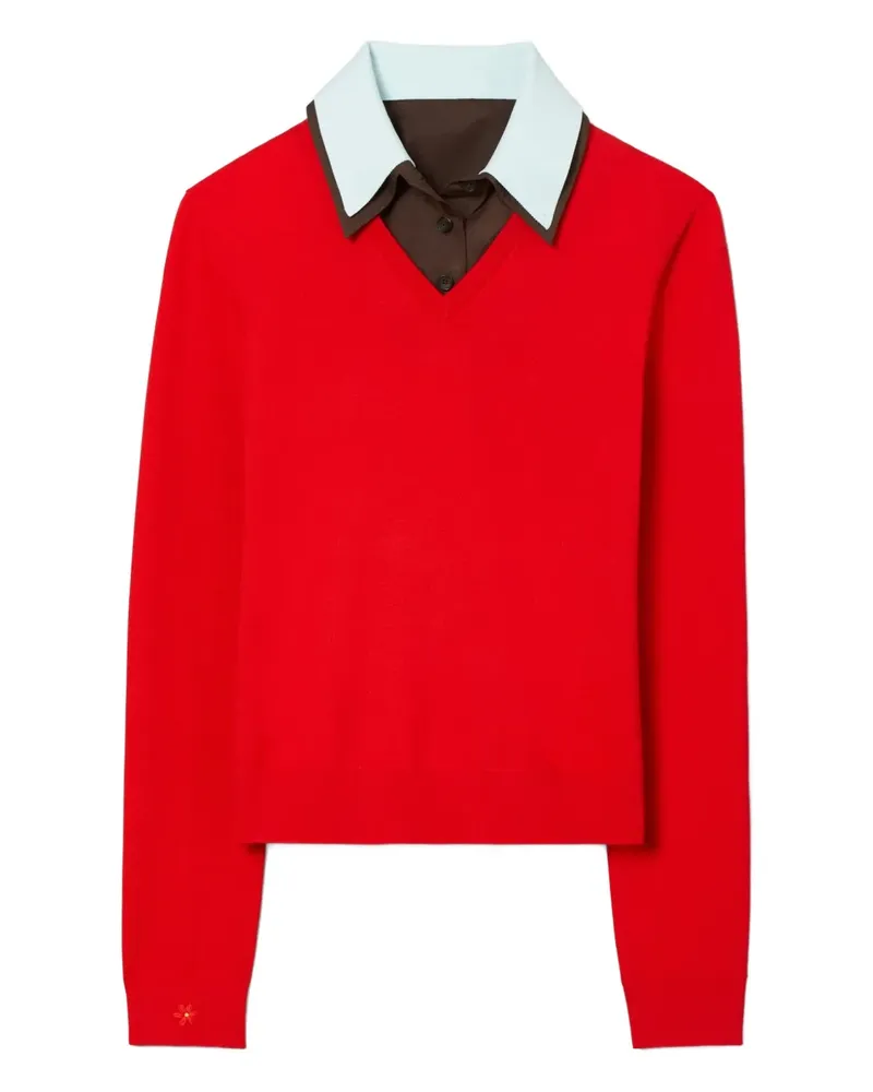 Tory Burch Strickoberteil im Layering-Look - Rot Rot