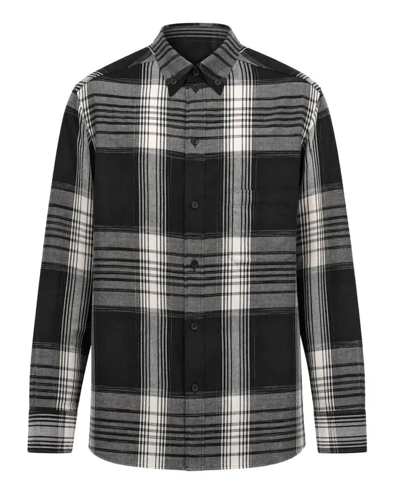Yohji Yamamoto plaid button-down shirt - Schwarz Schwarz