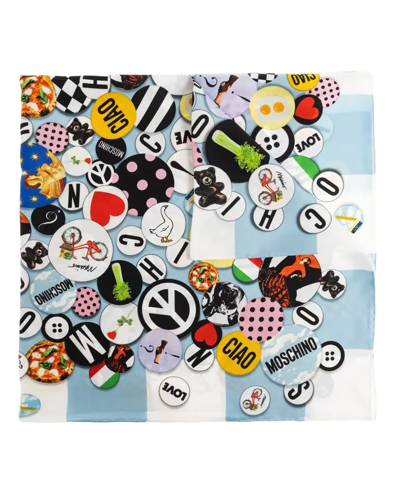 Moschino Schal mit Karomuster - Blau Blau