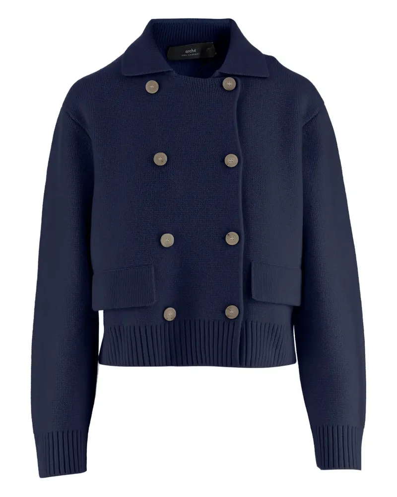arch4 double-breasted cashmere knit jacket - Blau Blau