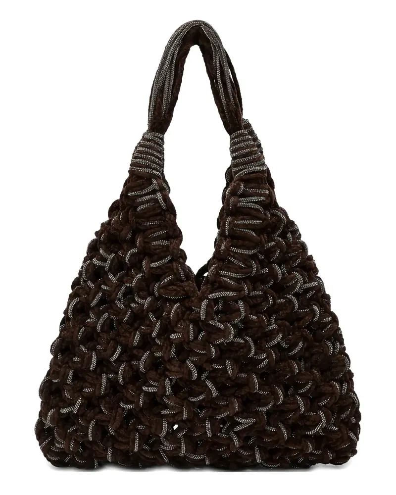 HIBOURAMA Vannifique Schultertasche mit Kristallen - Braun Braun