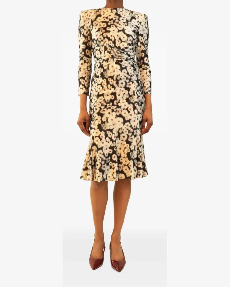 Philosophy Di Lorenzo Serafini floral-print ruched midi dress - Schwarz Schwarz