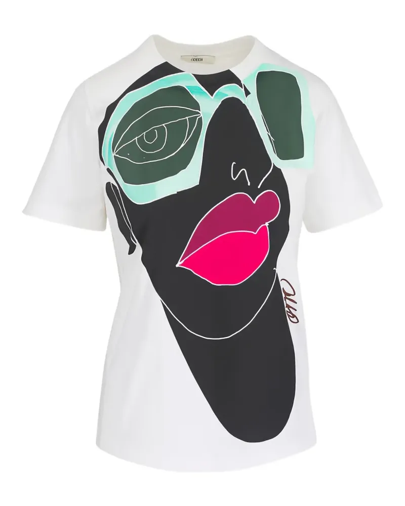 ODEEH T-Shirt mit grafischem Print - Weiß Weiß
