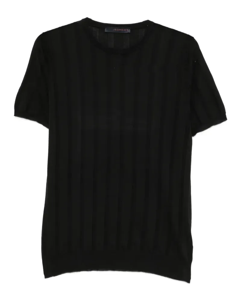 Jeordie's ribbed short-sleeve cotton T-shirt - Schwarz Schwarz