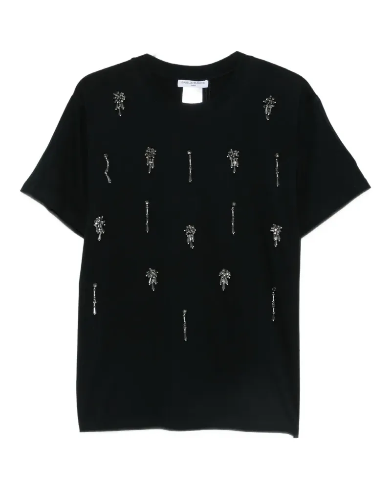 Isabelle Blanche T-Shirt mit Kristallen - Schwarz Schwarz