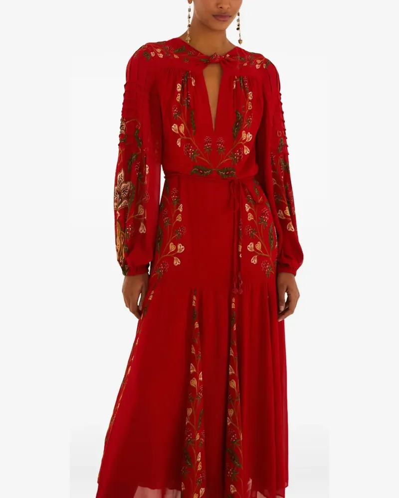 FARM Rio floral-embroidered maxi dress - Rot Rot