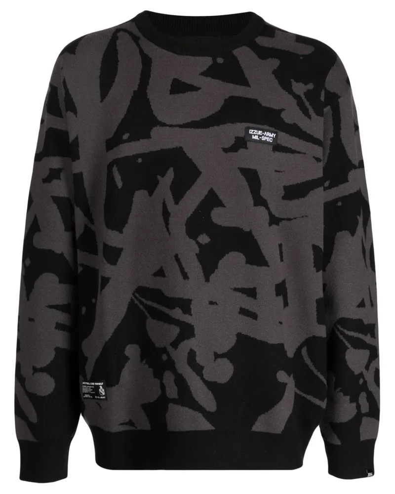 Izzue Pullover mit Graffiti-Print Schwarz