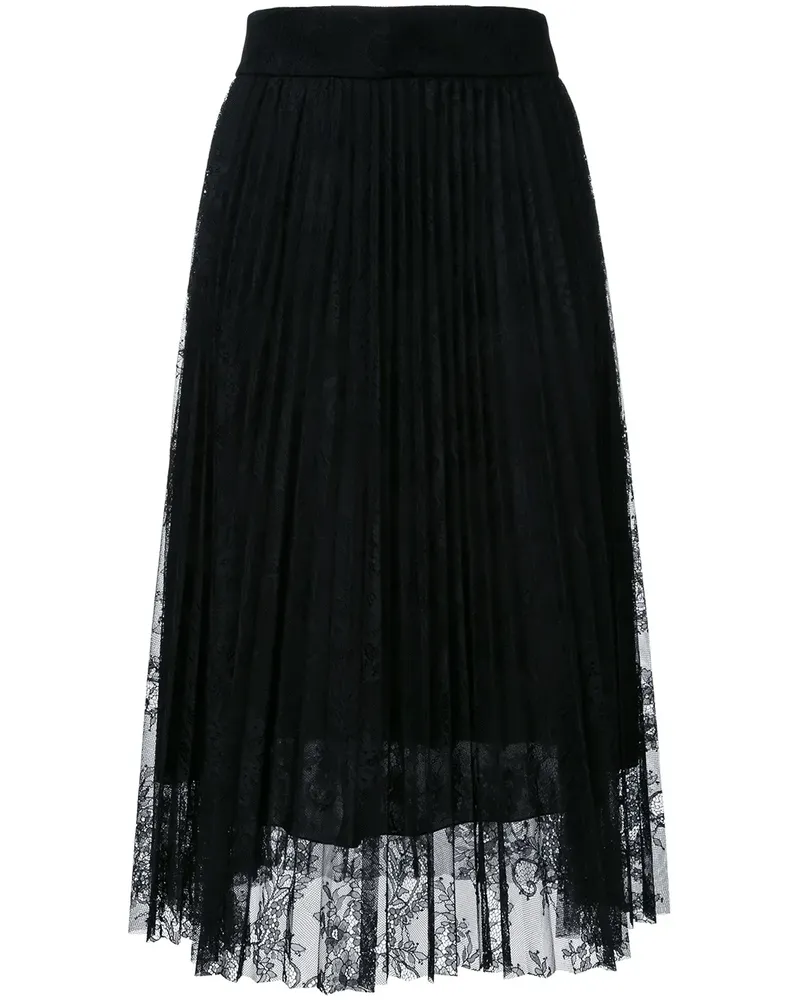 Philosophy Di Lorenzo Serafini Mehrlagiger Plisseerock aus Spitze - Schwarz Schwarz