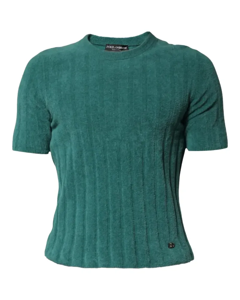 Dolce & Gabbana T-Shirt aus geripptem Strick - Grün Grün