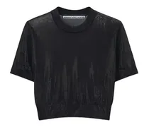Kurzärmeliges Cropped-Oberteil - Schwarz