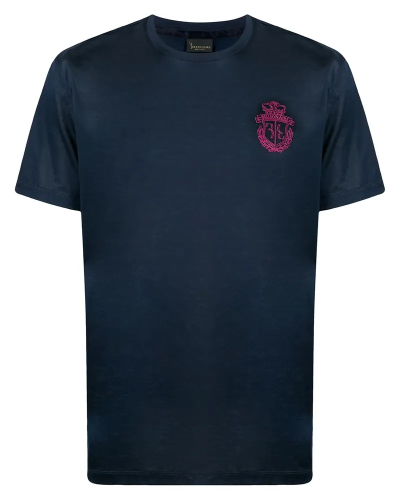Billionaire T-Shirt mit Wappenstickerei - Blau Blau