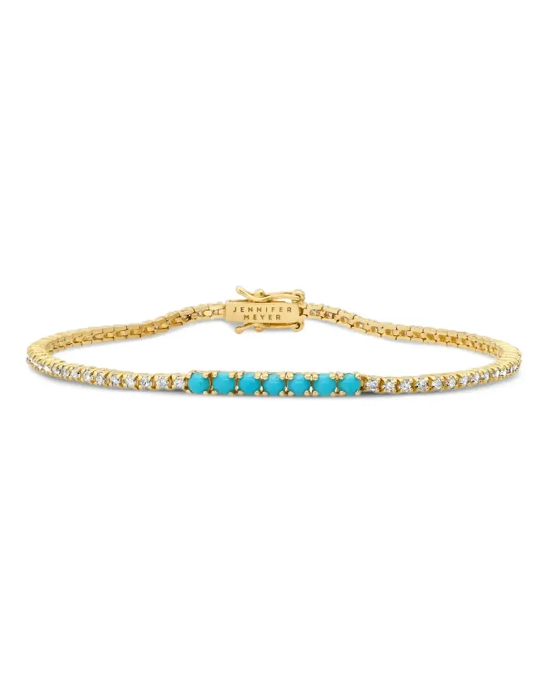 Jennifer Meyer diamond turquoise tennis bracelet - Gold Gold