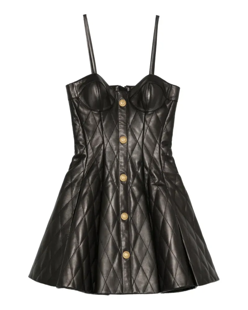 Balmain quilted leather mini dress - Schwarz Schwarz