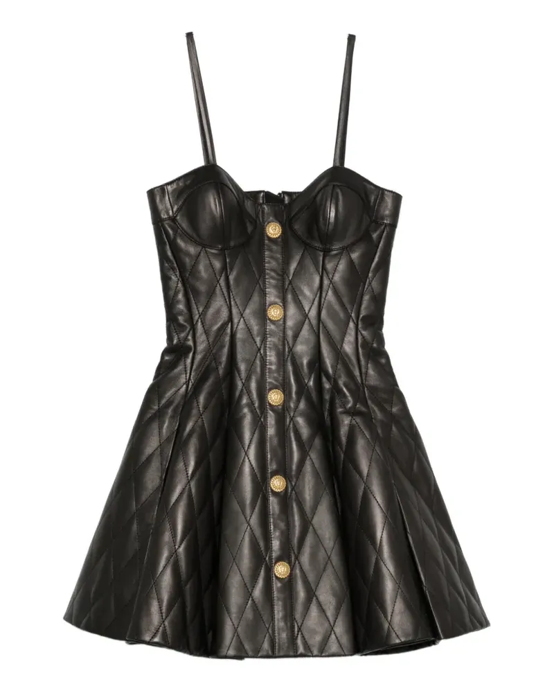 Balmain quilted leather mini dress - Schwarz Schwarz