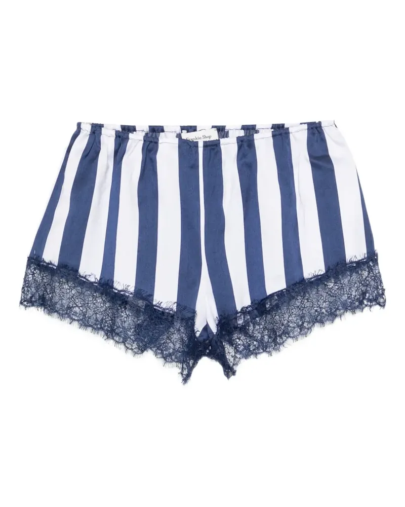 FRANKIE Shop Gestreifte Milos Shorts mit Spitzenbesatz - Blau Blau