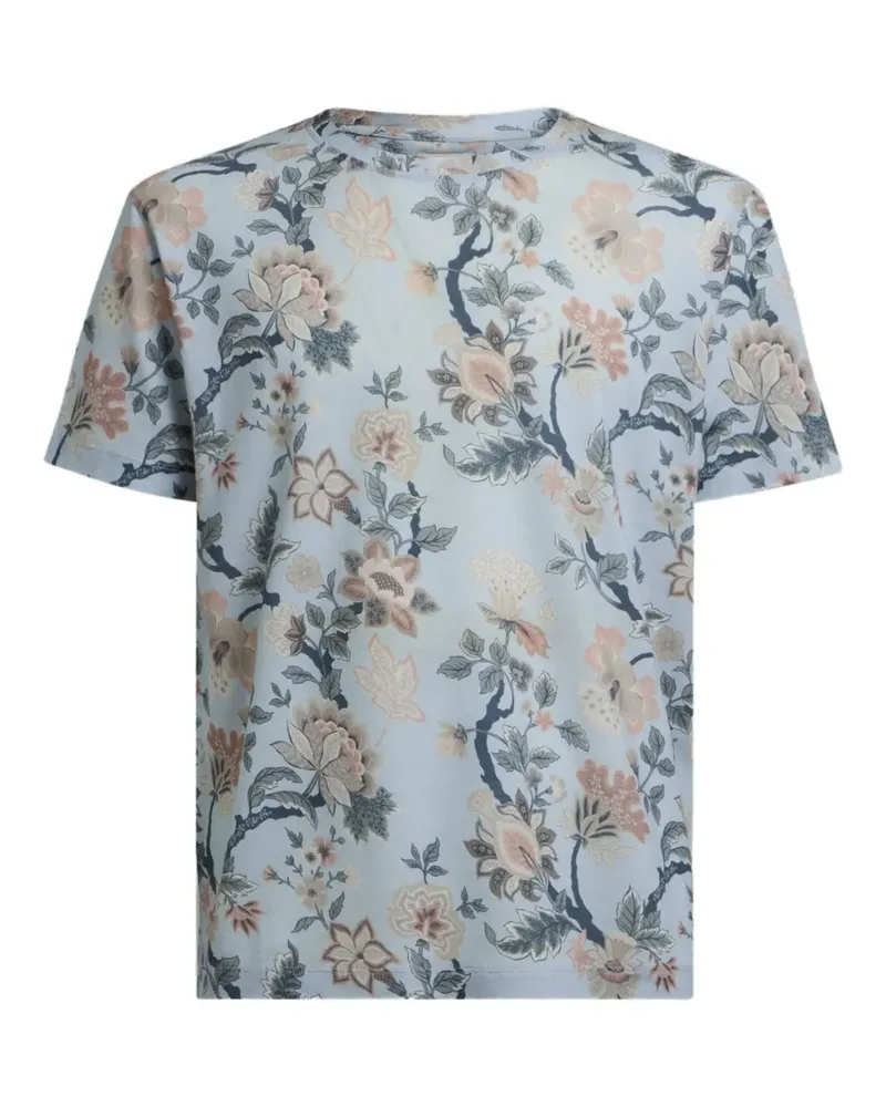 Etro T-Shirt mit Blumen-Print - Blau Blau