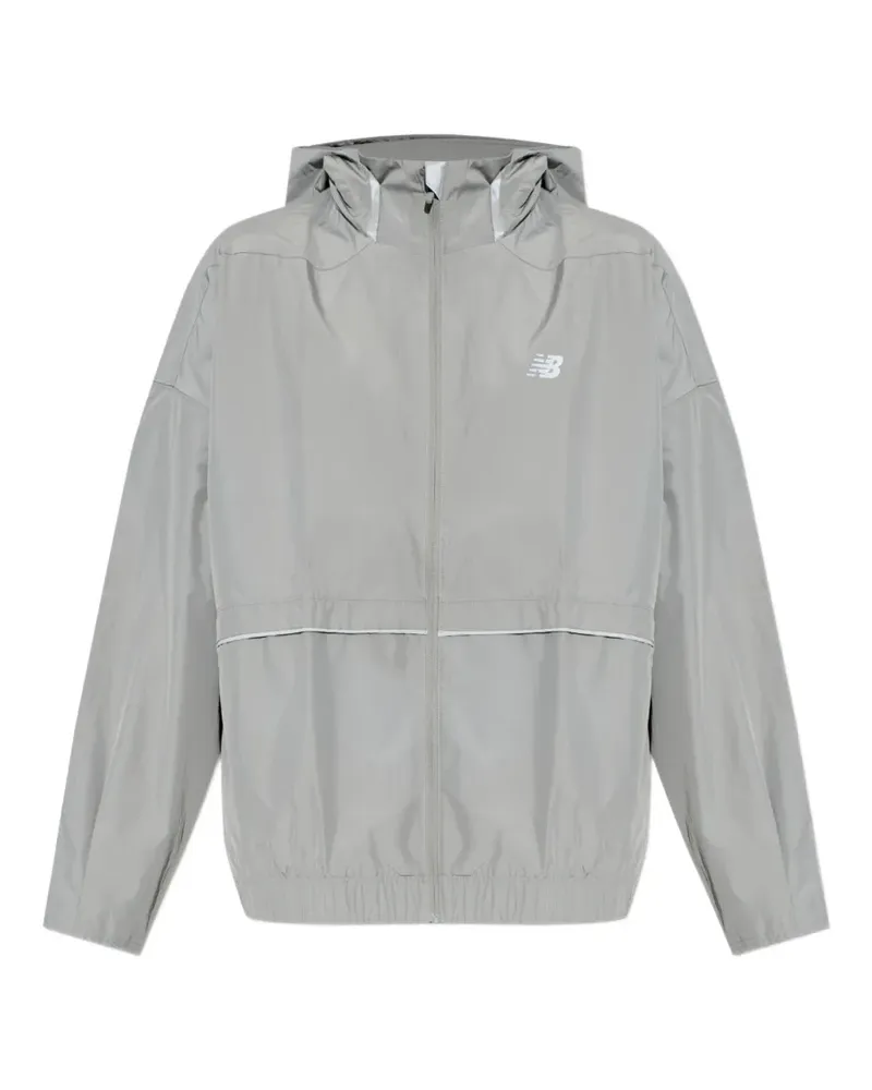 New Balance logo-print hooded jacket - Grau Grau