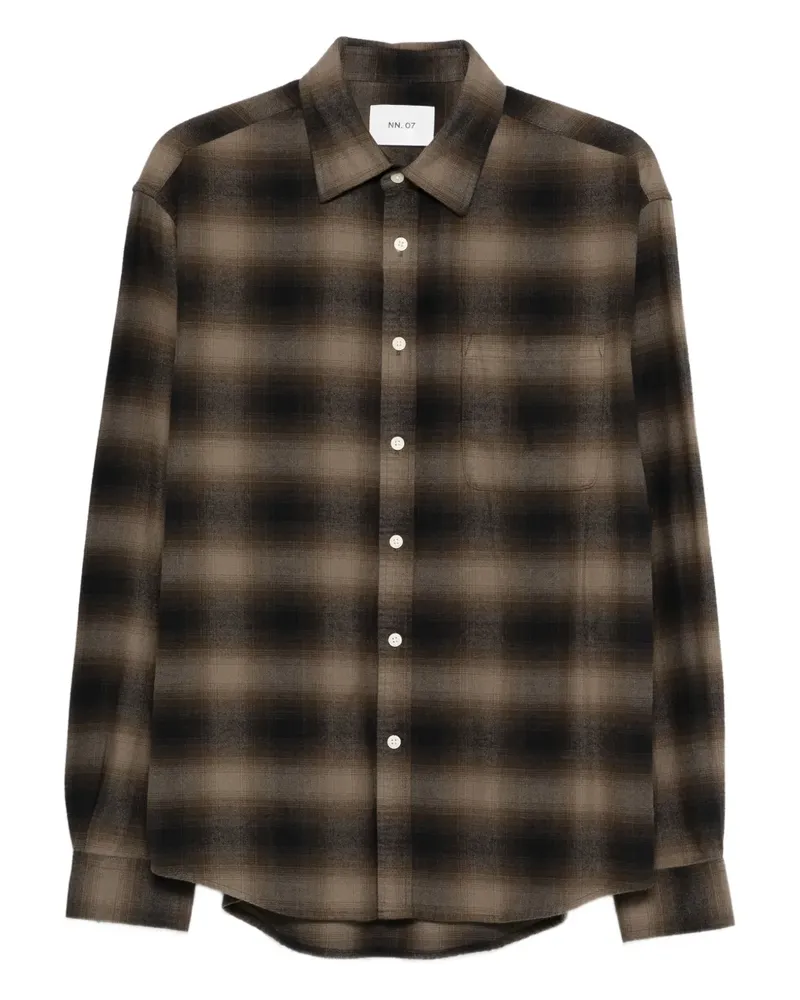 NN 07 Deon Flanellhemd mit Karomuster - Schwarz Schwarz