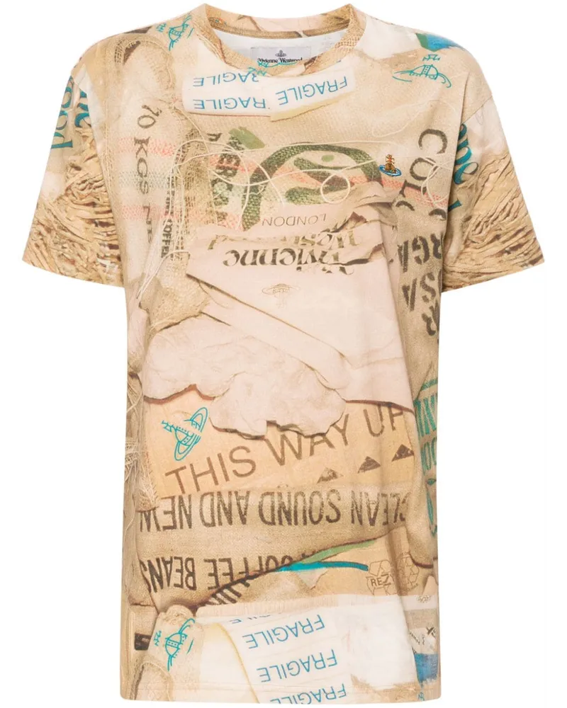 Vivienne Westwood Besticktes T-Shirt mit grafischem Print Nude