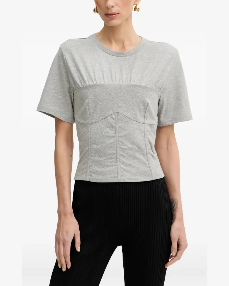 Patrizia Pepe Bustier-T-Shirt mit Kordelzug - Grau Grau