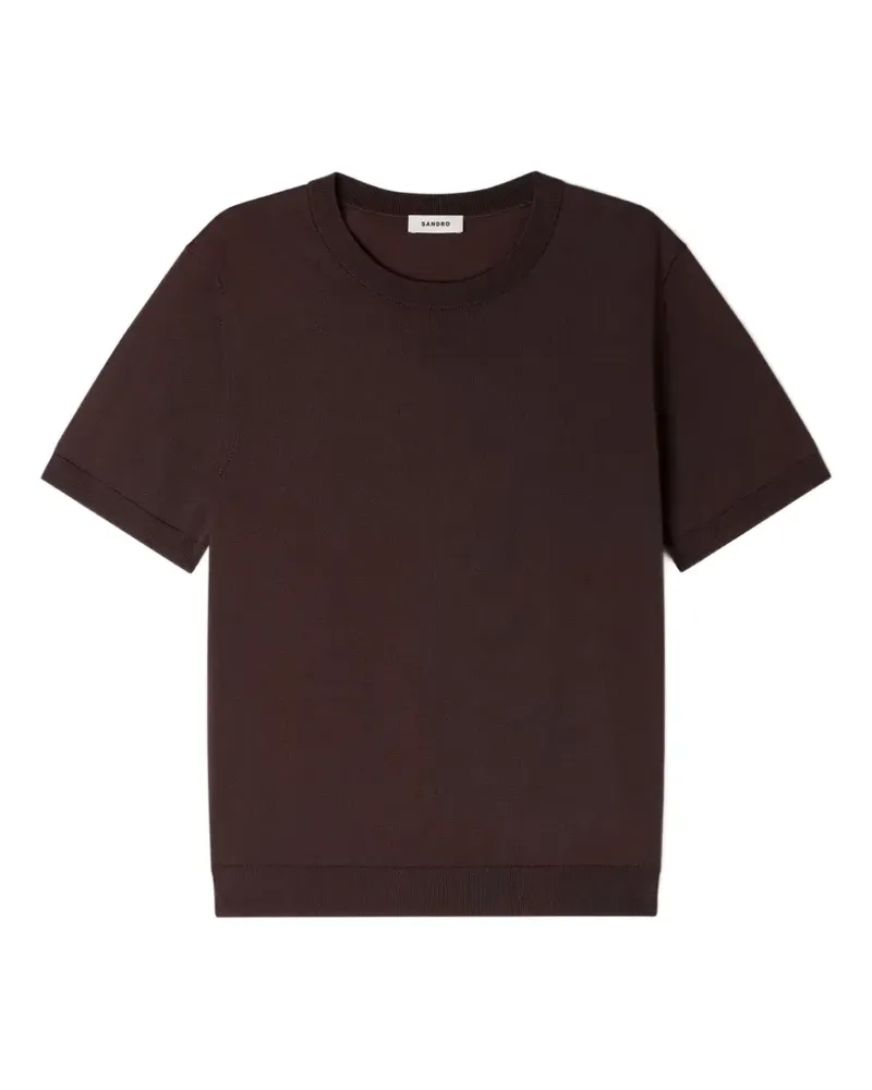 Sandro T-Shirt mit Rundhalsausschnitt - Braun Braun
