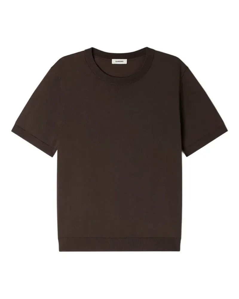 Sandro T-Shirt mit Rundhalsausschnitt - Braun Braun
