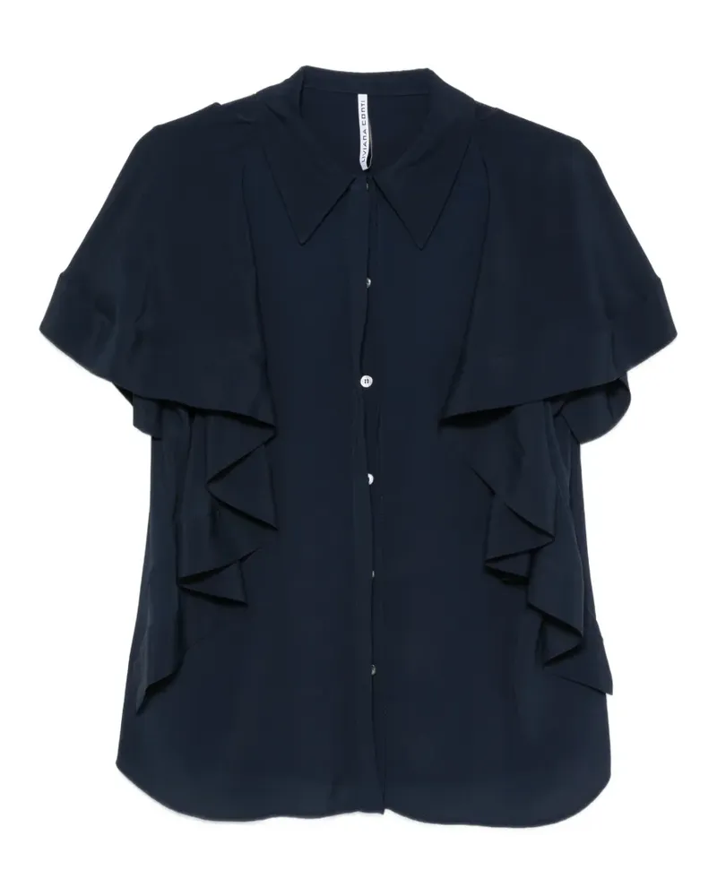 Liviana Conti ruffled short-sleeve blouse - Blau Blau