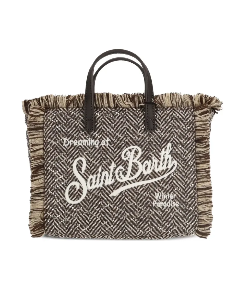 MC2 Saint Barth Vanity Mini Tote Bag aus Strick mit Fischgrätenmuster - Braun Braun