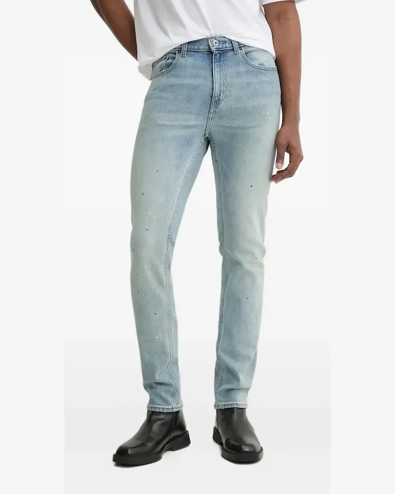 HUGO BOSS Jeans mit Farbklecksen - Blau Blau
