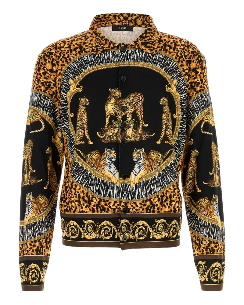 Versace Wild Cats Seidenhemd mit Print - Grau Grau