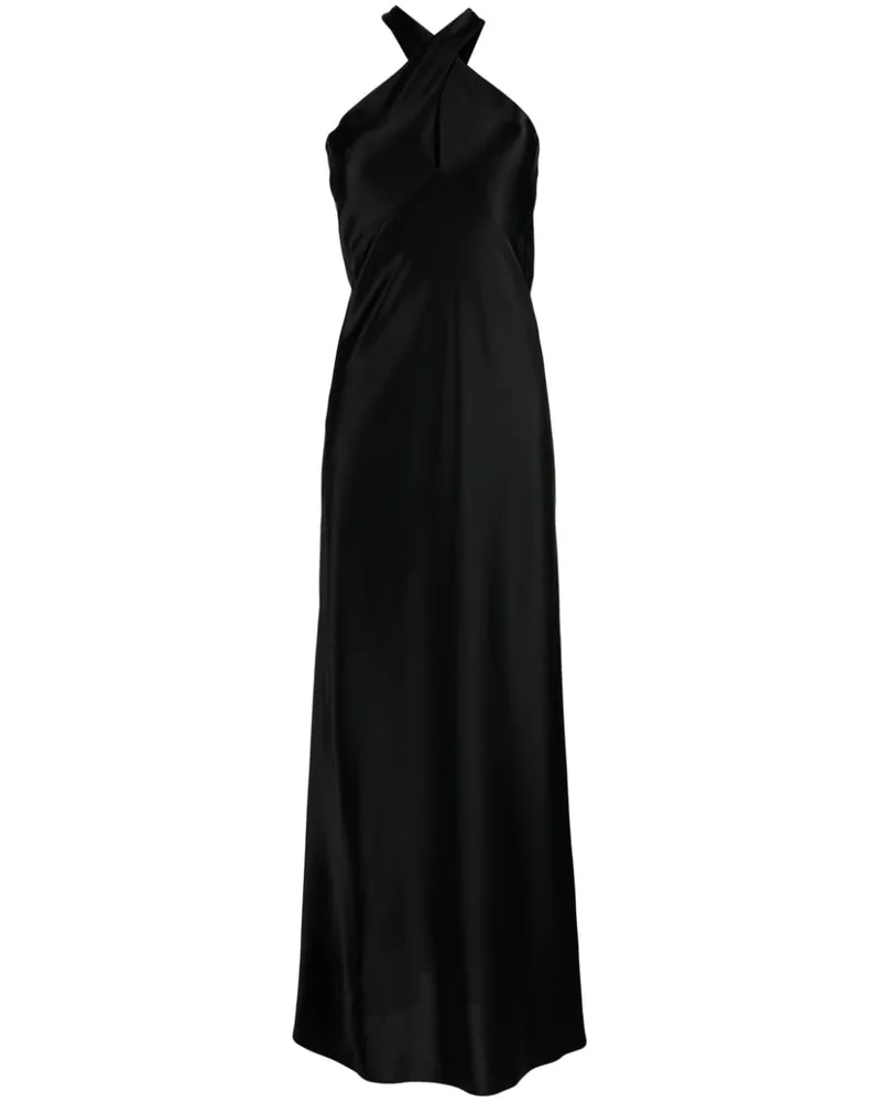 GALVAN Maxikleid mit V-Ausschnitt - Schwarz Schwarz