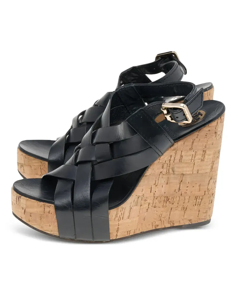 Tory Burch 125mm leather wedge sandals - Schwarz Schwarz