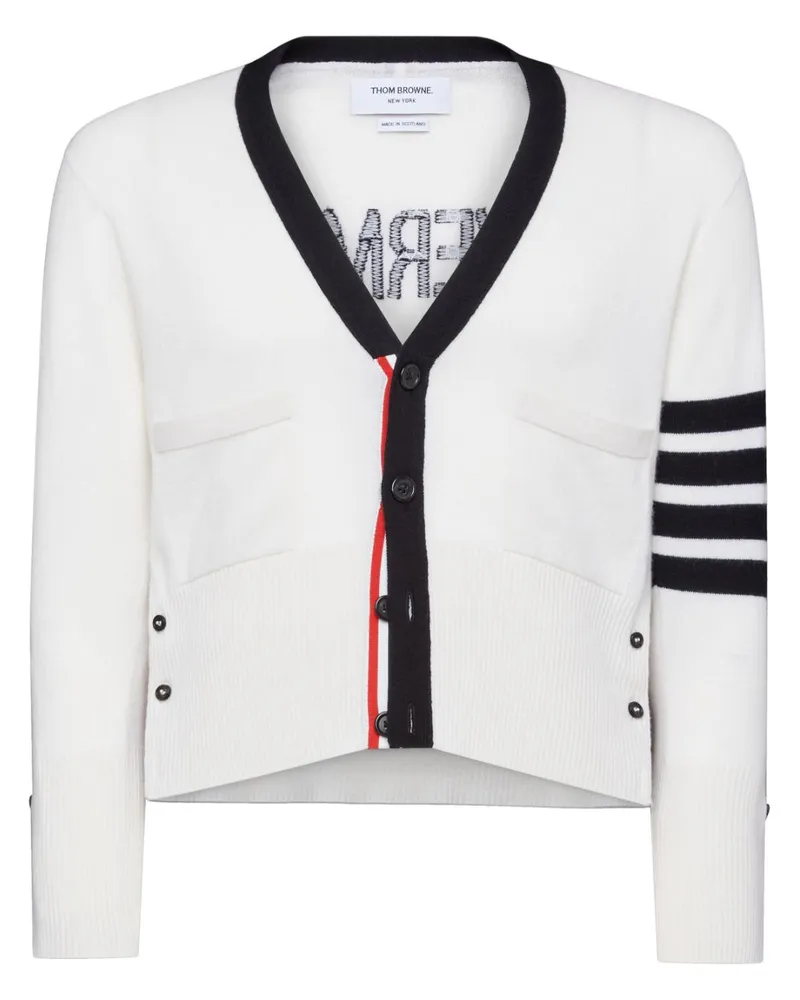 Thom Browne Gestreifter Cardigan - Weiß Weiß
