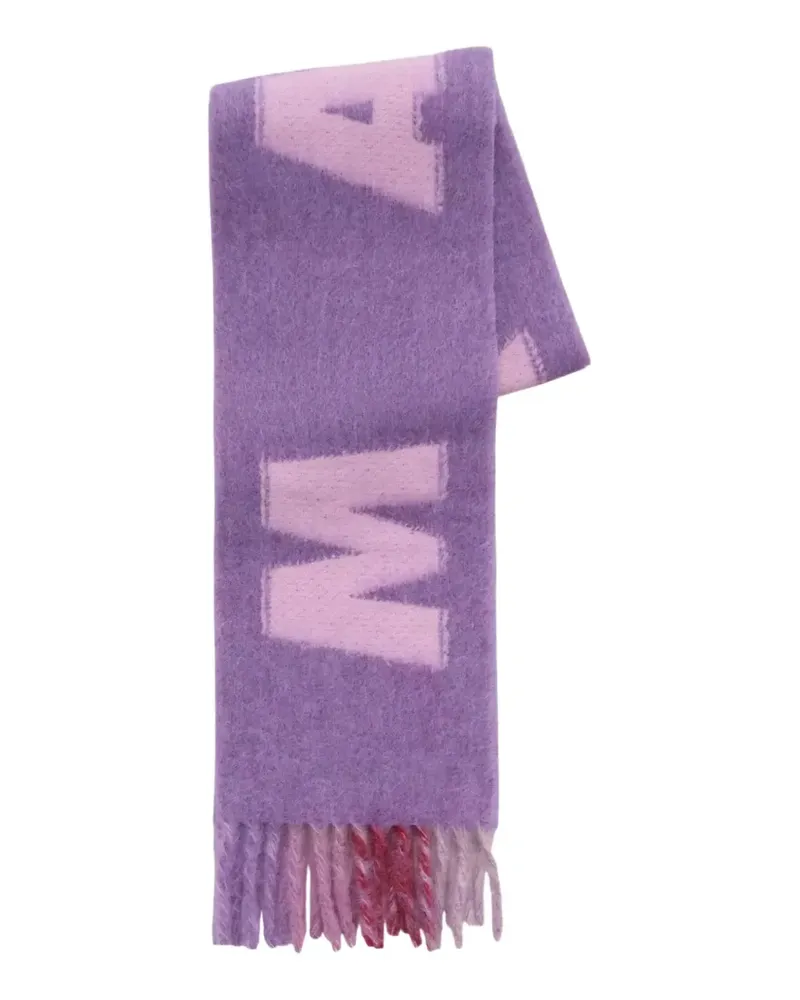 Marni logo fringed scarf - Violett Violett