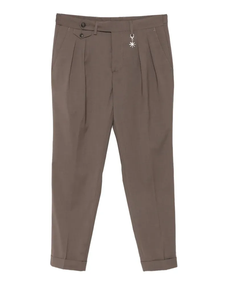 Manuel Ritz pleated turn-up trousers - Braun Braun