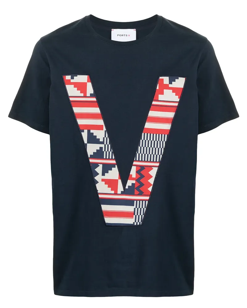 Ports V T-Shirt mit V-Logo - Schwarz Schwarz