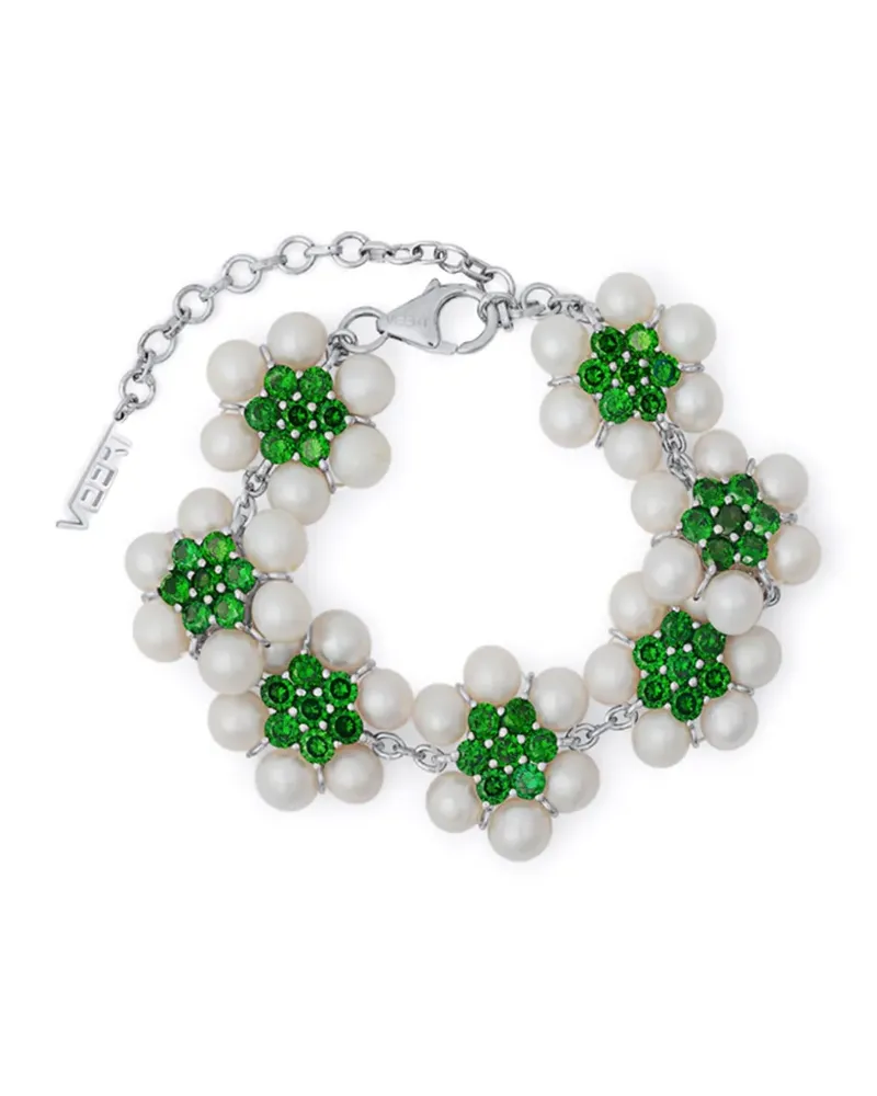 VEERT Armband mit Blumenperlen - Silber Silber