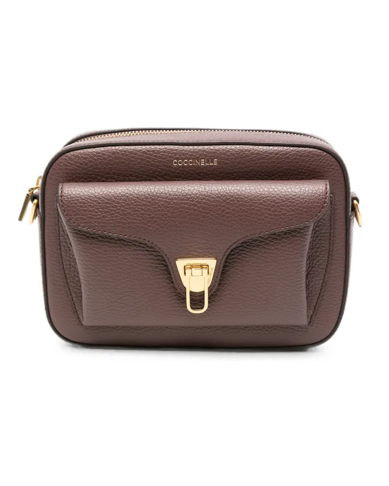 Coccinelle logo-detail leather shoulder bag - Braun Braun