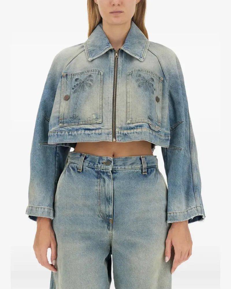 Palm Angels cropped denim jacket - Blau Blau