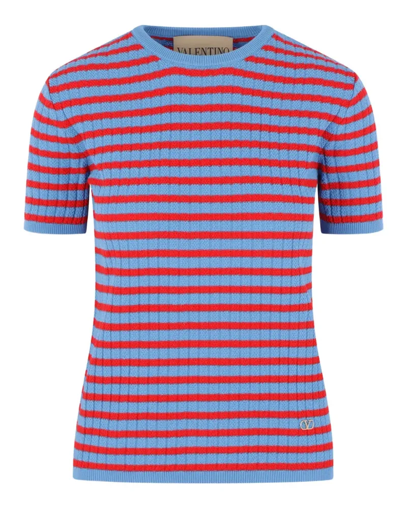 Valentino Garavani Gestreifter Strick mit Logo - Blau Blau