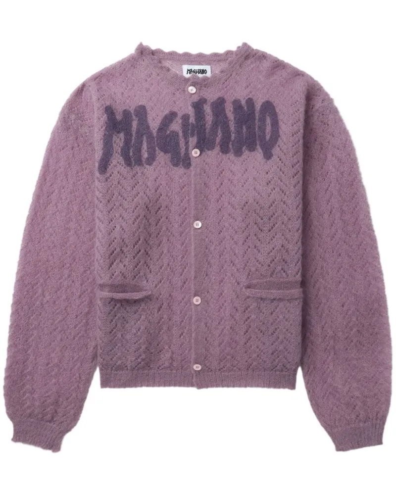 Magliano Cardigan in Pointelle-Strick mit Logo-Print Rosa