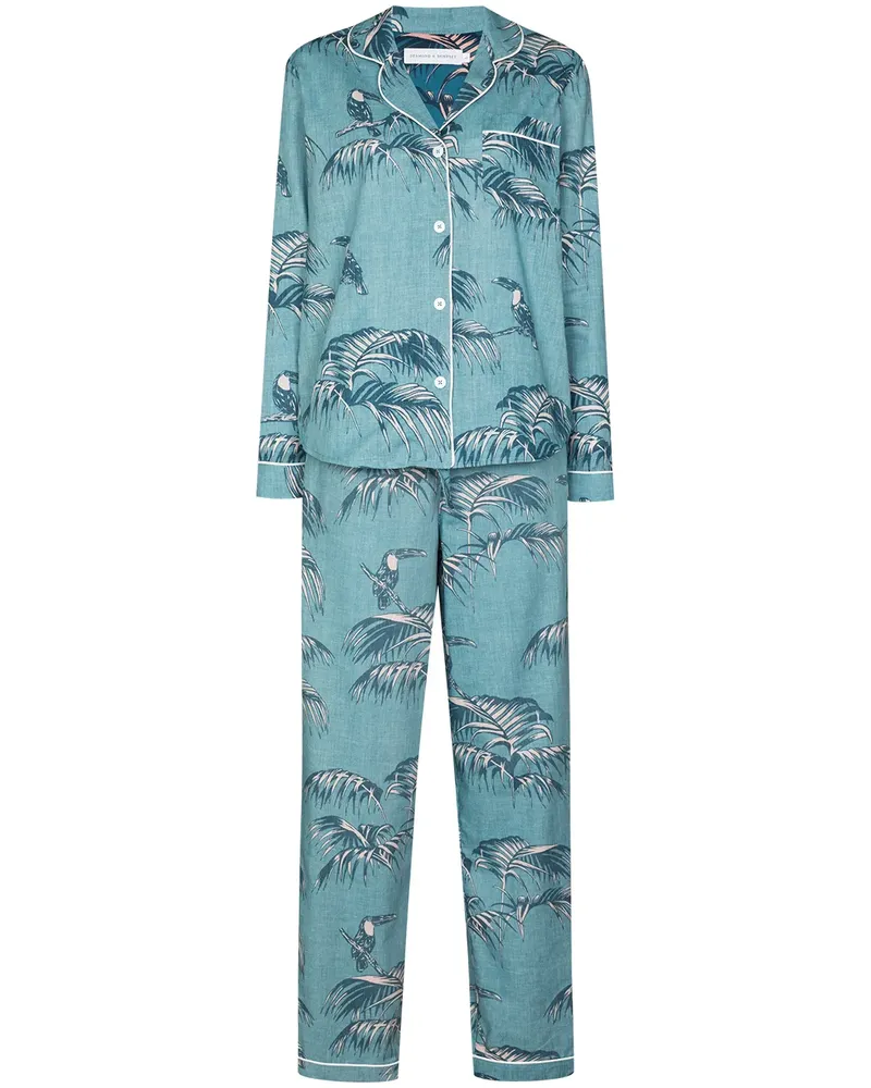 Desmond & Dempsey Bocas' Pyjama - Blau Blau
