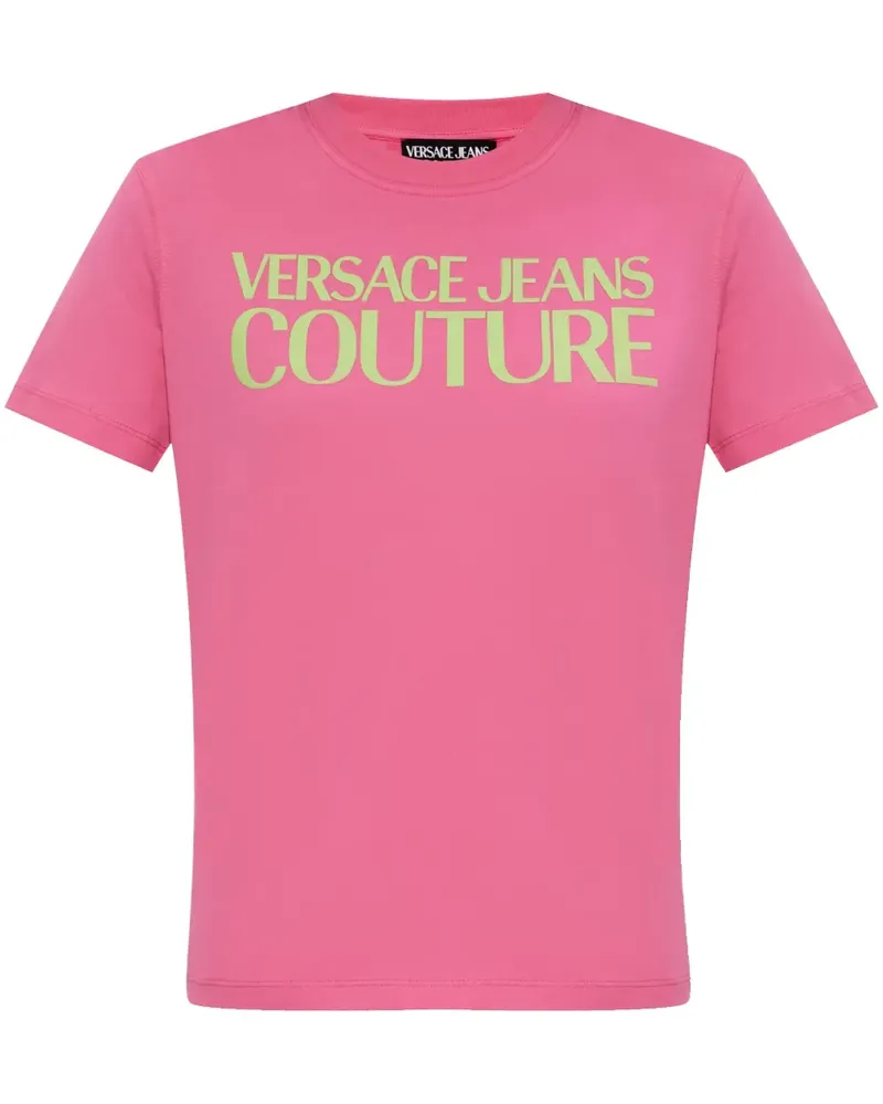 Versace Jeans T-Shirt mit Logo-Print - Rosa Rosa