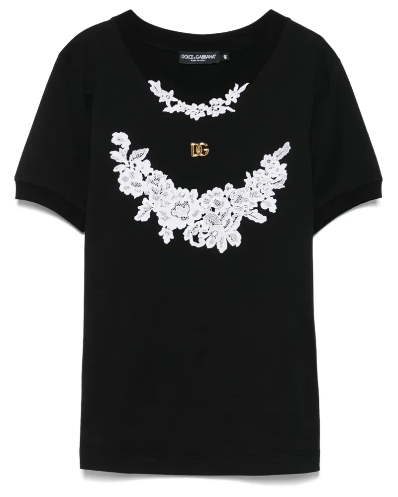 Dolce & Gabbana T-Shirt mit Spitze - Schwarz Schwarz