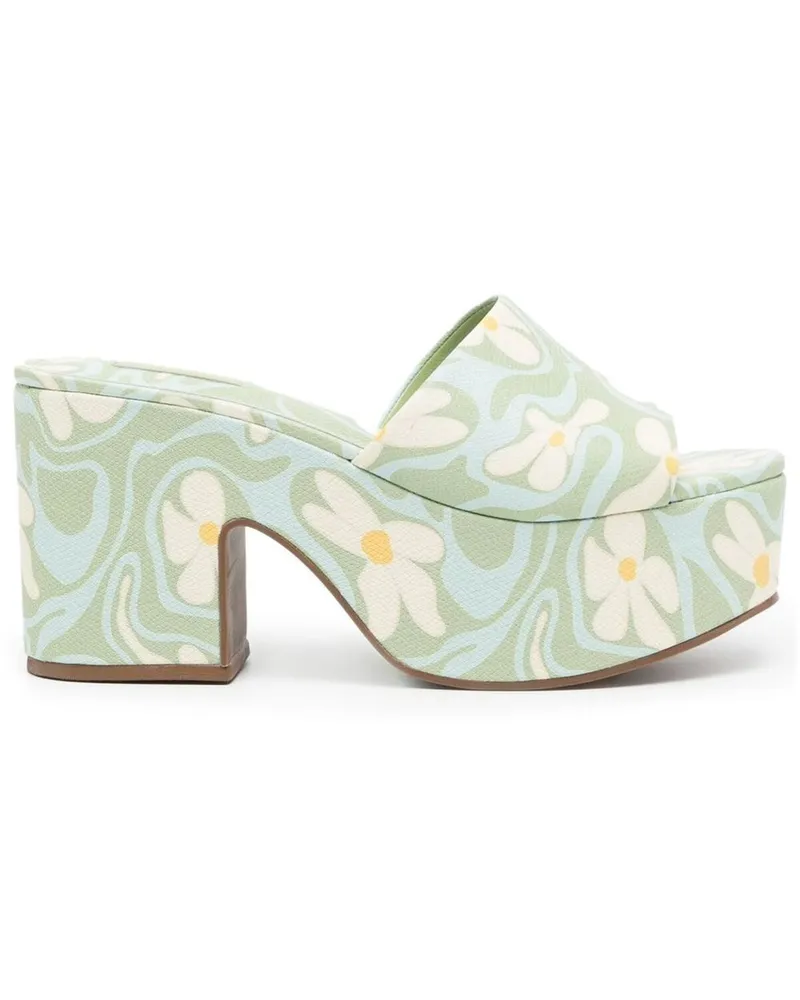 Larroude Mules mit Print - Grün Grün
