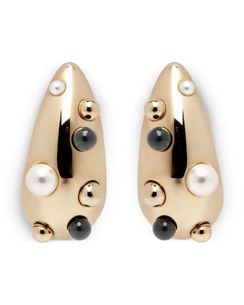 Nina Ricci Curved Ohrringe mit Perlenverzierung - Gold Gold