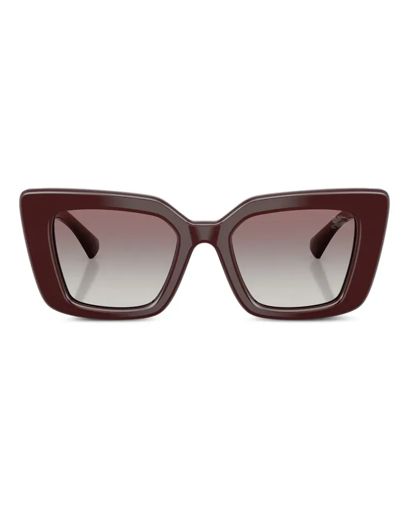 Burberry Eckige Sonnenbrille mit Logo-Schild - Rot Rot